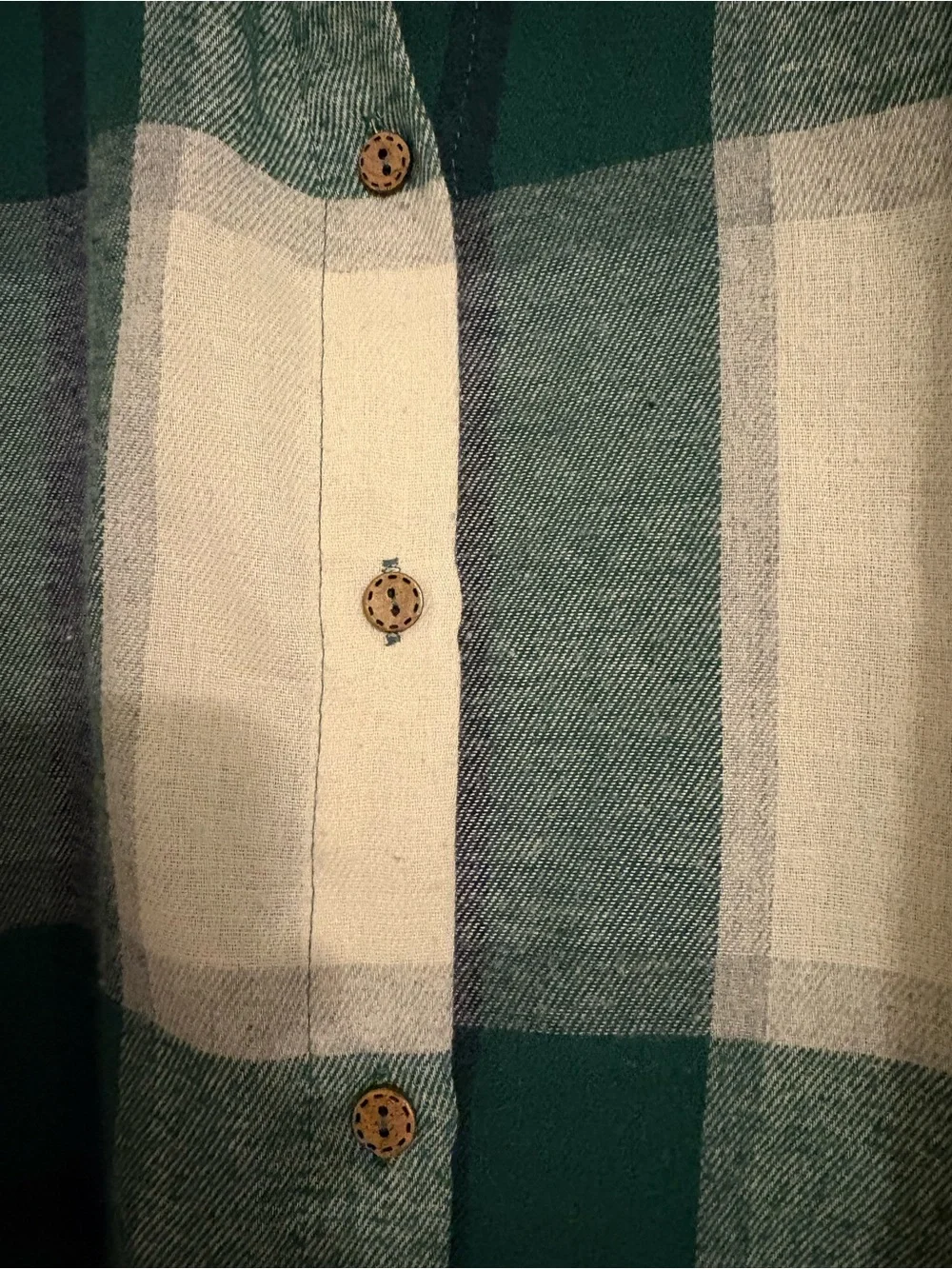 Green and White Plaid Button-Down Shirt - Unbranded